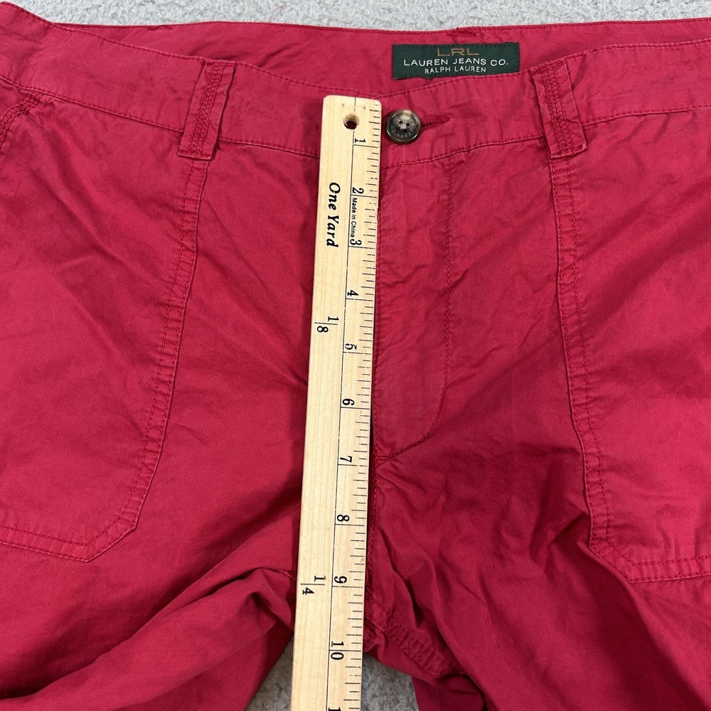 Lauren Ralph Lauren Pants Womens 12 Red Straight Leg Casual 100% Cotton Pockets - Picture 10 of 15